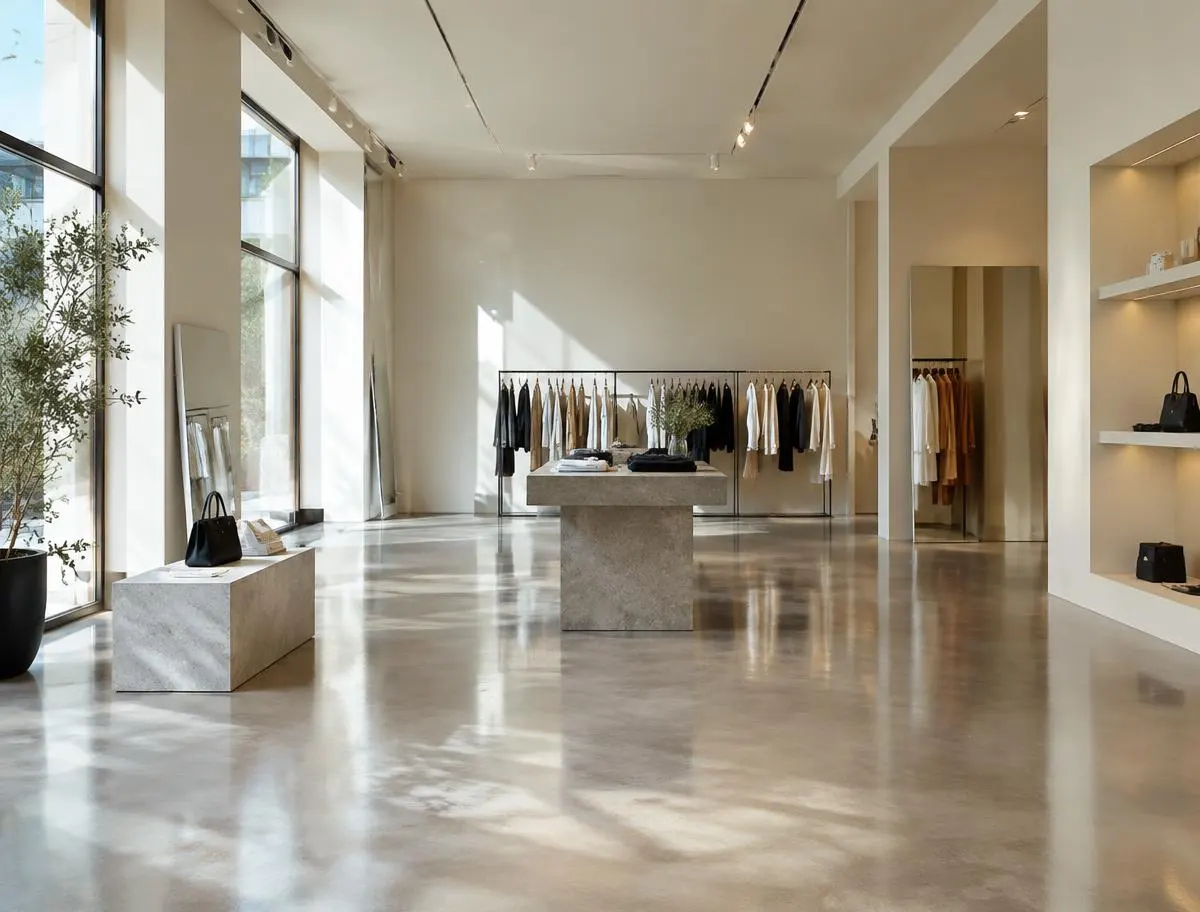 Butik modern me dysheme të shndritshme pas pastrimit profesional